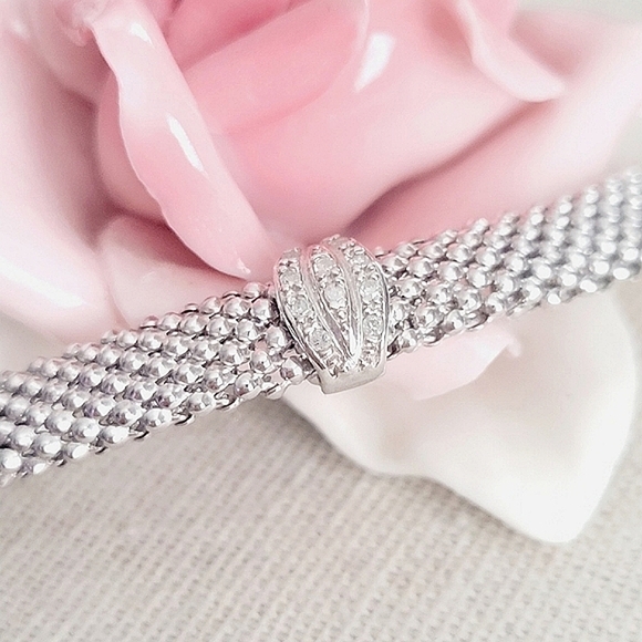 VINTAGE Designer Xoni diamond station popcorn design sterling silver necklace - Picture 3 of 10